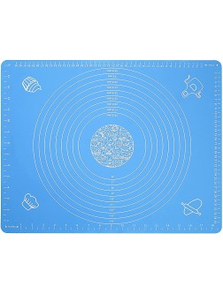 Silicone Baking Mat for Pastry Rolling Dough with Measurements,19.7" x 15.7" BPA Free Non stick and Non Slip Blue Table Sheet Baking Supplies for Bake Pizza Cake - BJTD8YLQ7