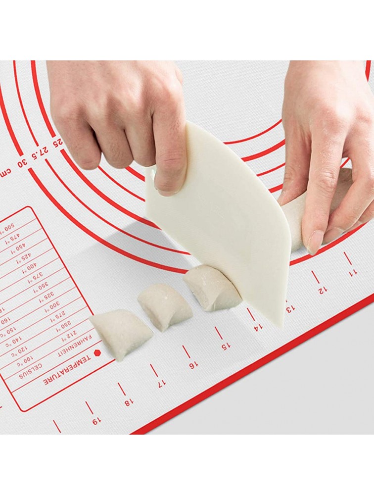 Silicone Baking Mat Non Slip Pastry Mat with Measurement Non Stick BPA Free Baking Mat Sheet for Rolling Dough Counter Cookies Pie 24 x 16 Inches Red with 1 Dough Scraper - BR1HHMQDJ