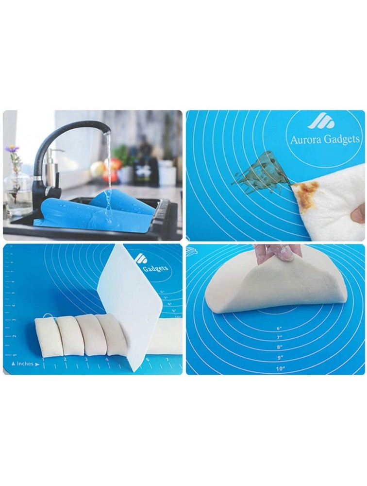 Silicone Baking Mat with Measurements – Heat Resistant BPA Free Non-Stick Pastry Mat for Rolling Dough – Easy to Clean Silicone Mat Does Not Discolor-Blue - BMYZNHJL9