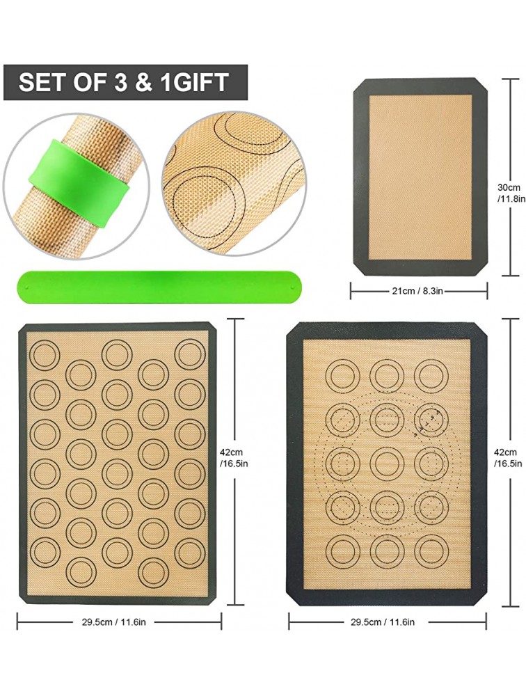 Silicone Baking Mats-Non Stick Cookie Sheet Macaron Mat Liner for Bake Pans & Rolling,Perfect Bakeware For Bread Making Pastry Cake Brioche Pizza Thick BPA Free Set 2 Half Sheets &1 Quarter Sheet - BRDCFYJPJ