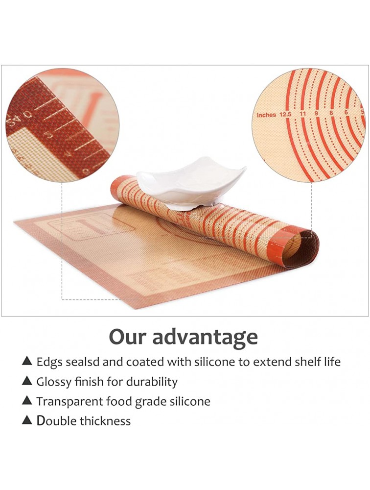 Silicone Pastry Mat 26 x 16 Extra Thick Large Non Stick Baking Mat with Measurement Non-slip Dough Rolling Mat Reusable Food Grade Silicone Counter Mat for Making Cookies Rolling Dough Pie Crust - B9PES6932