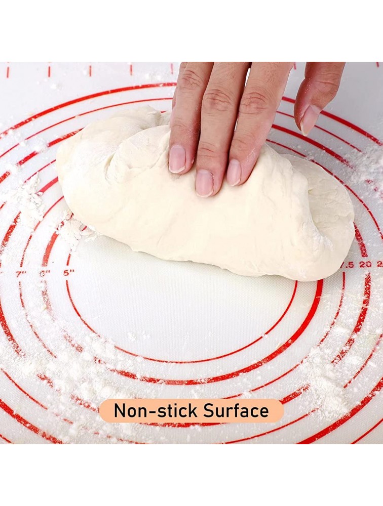 Silicone Pastry Mat Extra Large Non Slip with Measurement Non Stick Large and Thick for Fondant Rolling Dough Pie Crust Pizza and Cookies BPA Free Easy Clean Kneading Matts,16 x 24 Red - BSM9O06WD