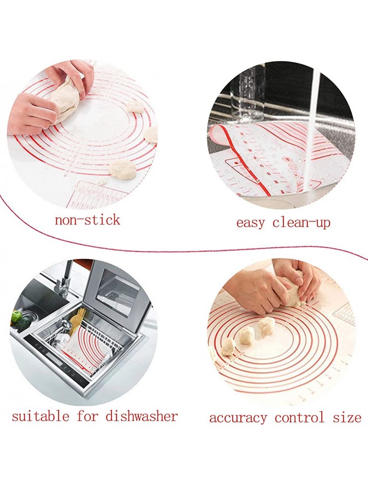 Silicone Pastry Mat Non-Stick Baking Mat Fondant Mat with Measurement Non-Slip Rolling Mat Perfect for Rolling Dough Cookie & Baking with Brush Scraper24 x 16inches Red&black Red - BVUS7VJXV