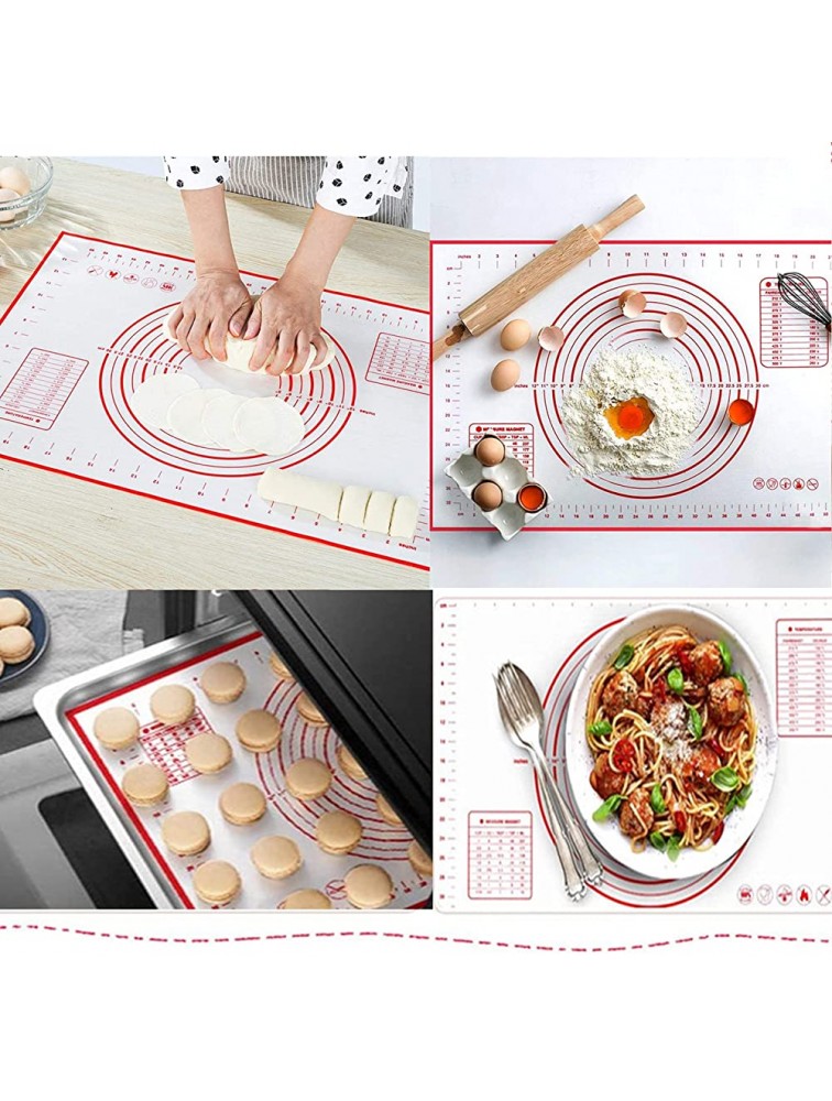 Silicone Pastry Mat Non-Stick Baking Mat Fondant Mat with Measurement Non-Slip Rolling Mat Perfect for Rolling Dough Cookie & Baking with Brush Scraper24 x 16inches Red&black Red - BVUS7VJXV