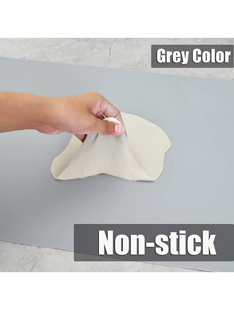 Thick Silicone Counter Mat Large Set of 2 28by20 Heat Resistant Mat for Kitchen Table Countertop Protector Non Stick Pastry Baking Mat Placemats Silicone Mat for Crafts Kids Cool Gray - BUWQF6RHB