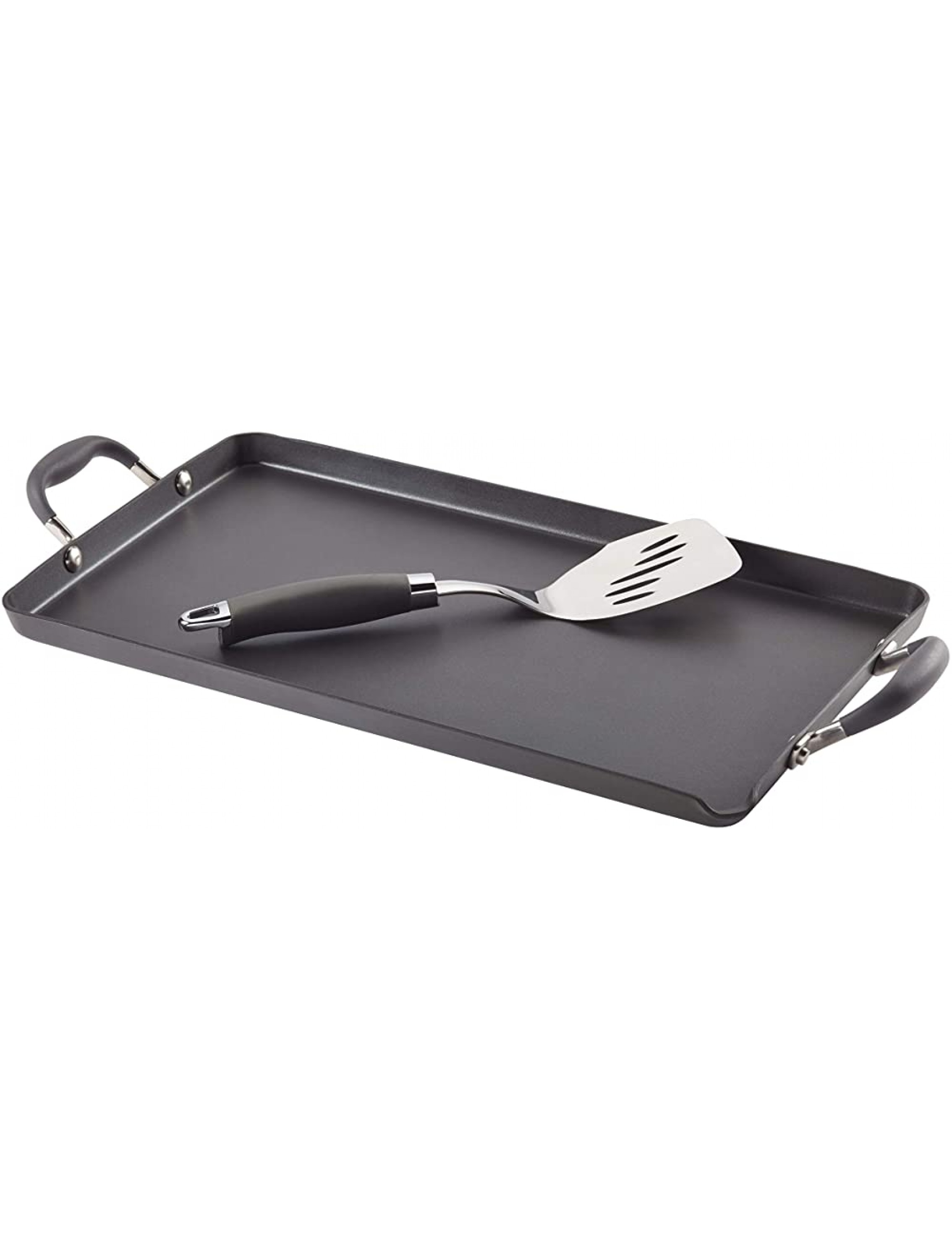 Anolon Advanced Hard Anodized Nonstick Griddle Pan Flat Grill 18 Inch x 10 Inch Gray - BPVT26NVD