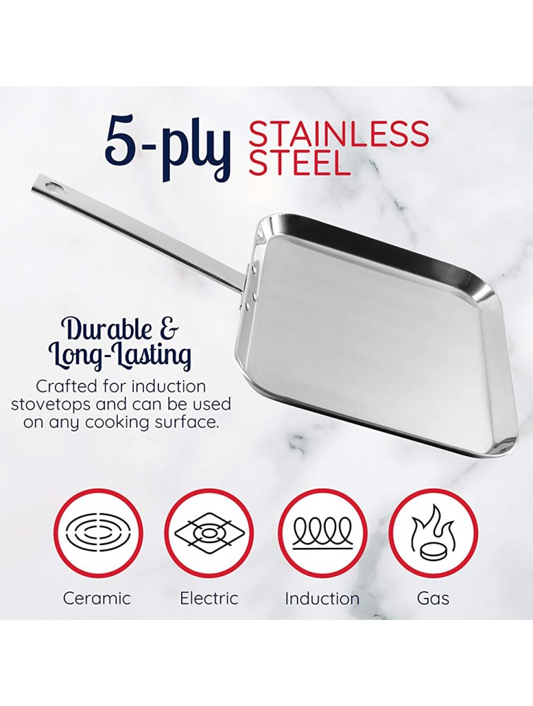 Chef's Secret T304 Stainless-Steel 11-Inch Square Griddle Ideal for Grilling - B8O11D7BY
