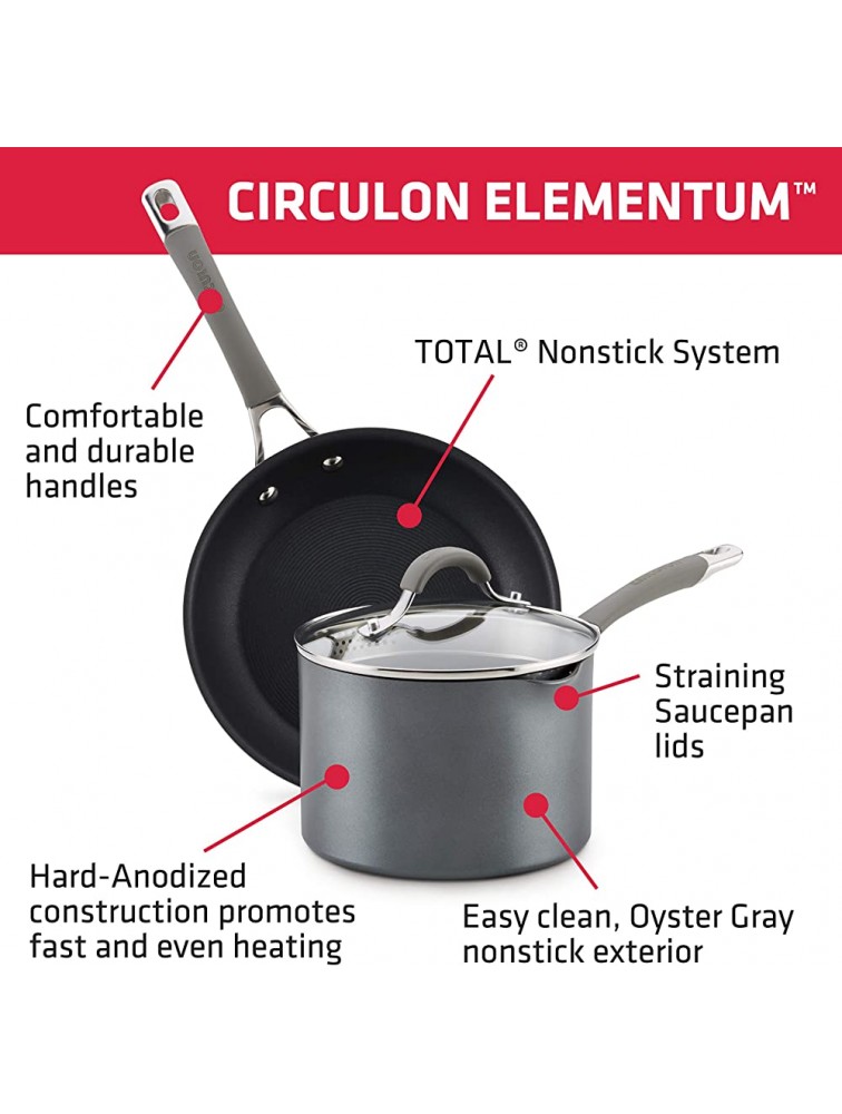 Circulon 84566 Elementum Hard Anodized Nonstick Griddle Pan Flat Grill 11 Inch Oyster Gray - B8WH0OP74