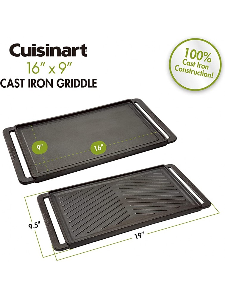 Cuisinart CCP-2000 Reversible Cast Iron Grill & Griddle Cookware Plate Ribbed Grill & Smooth Flat Top Griddle Black - BUVRCWL3Y