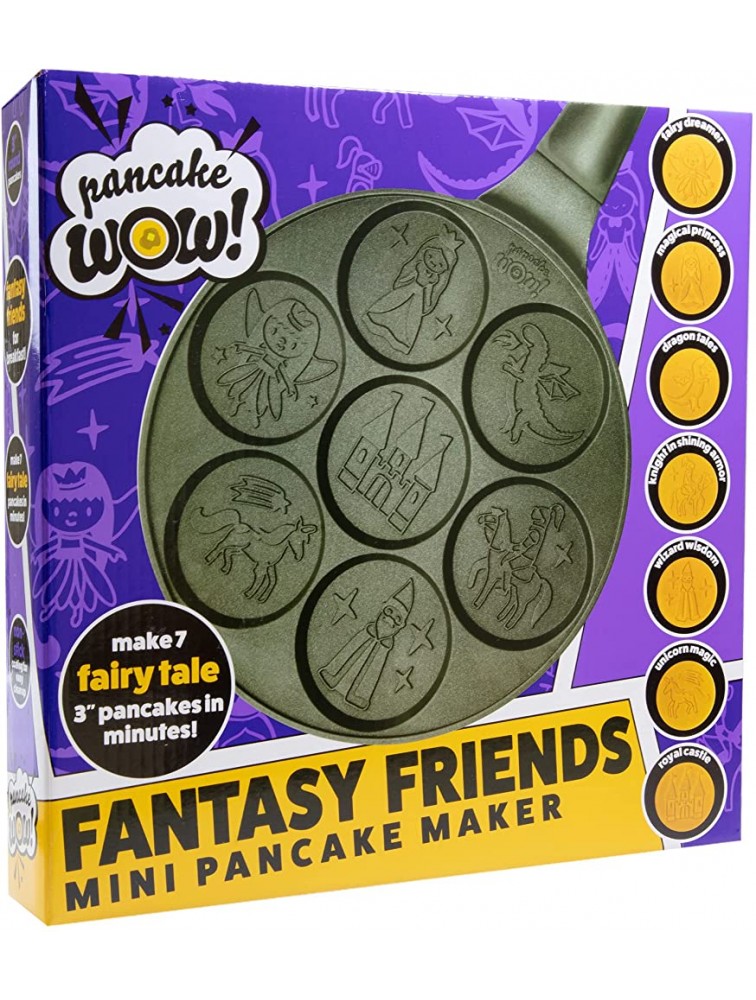 Fantasy Friends Mini Pancake Pan-Make 7 Unique Flapjacks Featuring a Princess Prince Fairy Castle & More Nonstick Griddle for Breakfast Magic & Easy Cleanup-Fun Gift for Kids & Adults Boys or Girls - BSY78JJ9M