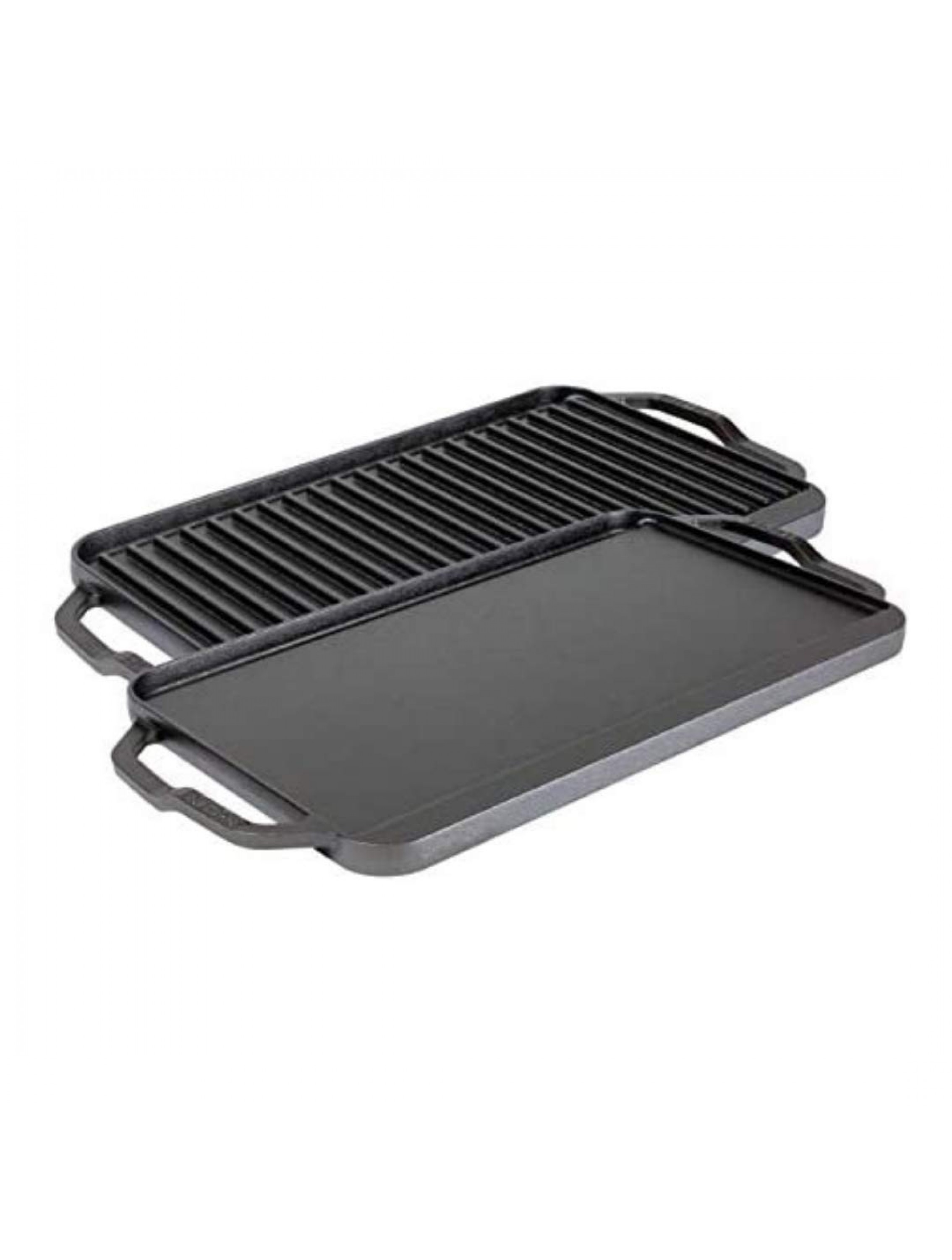 Lodge Chef Collection 20x10 Inch Cast Iron Chef Style Reversible Grill Griddle. Two-in-One Seasoned Cookware for Stovetop Burners or a Campfire. Made from Quality Materials to Last a Lifetime - BXL8WZS0H
