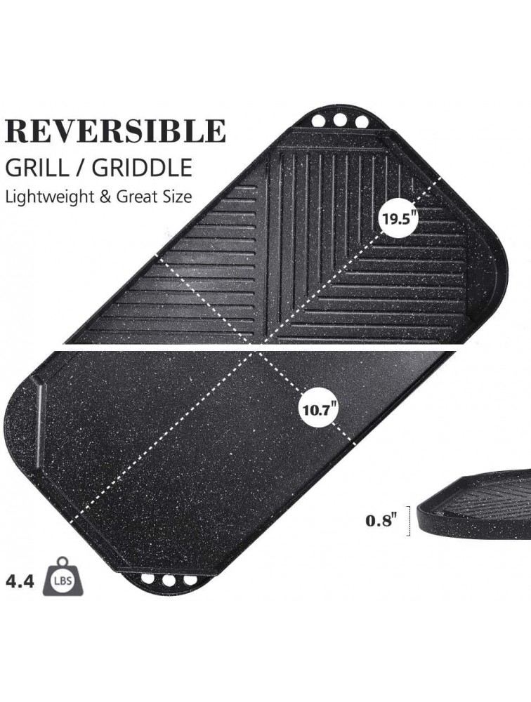 Sensarte Nonstick Griddle Grill Pan Pro-Grid Reversible Grill & Griddle Pan Two Burner Cast Aluminum Griddle Portable for Indoor Stovetop or Outdoor Camping BBQ 19.5 x 10.7 - BOGMXVI7U