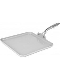 TECHEF CeraTerra Ceramic Nonstick Square Griddle Pan PTFE and PFOA Free Ceramic Exterior & Interior Oven & Dishwasher Safe Made in Korea Grey Silver Griddle Pan - BB2XBZ86I
