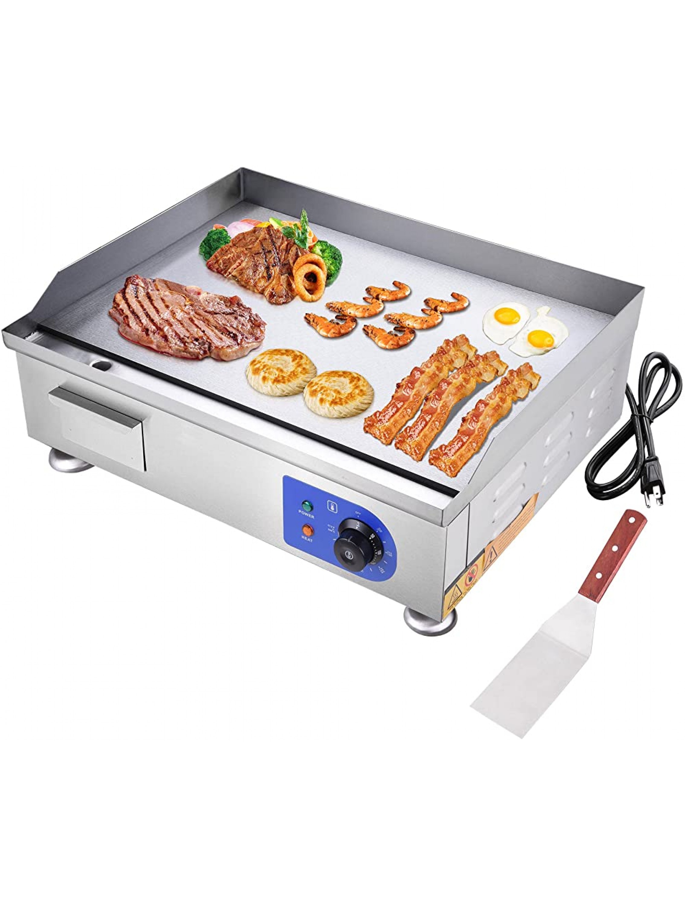 WeChef 24 2500W Electric Countertop Griddle Stainless Steel Adjustable Temp Control Commercial Restaurant Grill - B4W9A1UC4