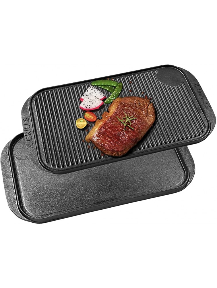 Z GRILLS Cast Iron Griddle 2-in-1 Reversible Grill Pan 19.3" Lightly Pre-Seasoned Plate with High Sides Double Sided Stove Top Griddle Heat Evenly On Open Fire & in Oven - BJ87UNATE