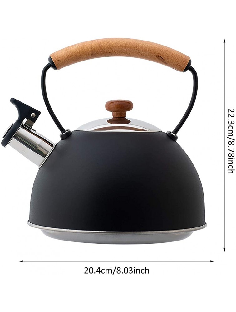 2.5L Tea Kettle Stovetop Whistling Teapot Whistling Exquisite Tea Pot with Wood Pattern Handle Food grade stainless steel Teapot Anti-Hot Handle and Anti-Rust for Kitchenware Black - BRLDQHO3W