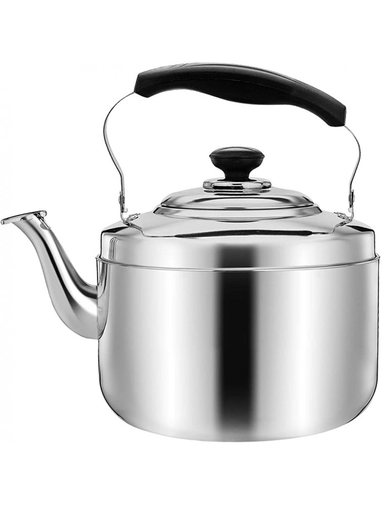 BZGWECD Large Capacity 304 Stainless Steel Tea Kettle Whistling Tea Kettle with Heat-Resistant Ergonomic Handle Color : Silver Size : 5L - B2I9RO8J8
