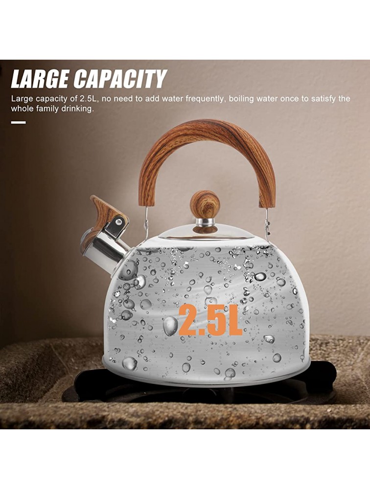 Cabilock Tea Kettle for Stove Top Stainless Steel Tea Kettle Stovetop Whistling Tea Kettle with Cool Toch Ergonomic Handle 2. 5L White - BARS2T6R4