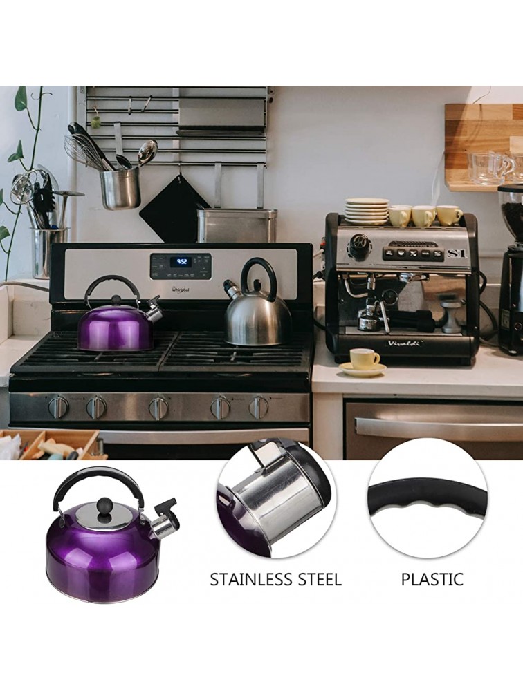 Cabilock Tea Kettle Stove Top 3 Quart Whistling Tea Kettle Teapot Stainless Steel Teapot Heating Water Container with Handle for Home Gas Stovetop Purple - BTG9BGT0M