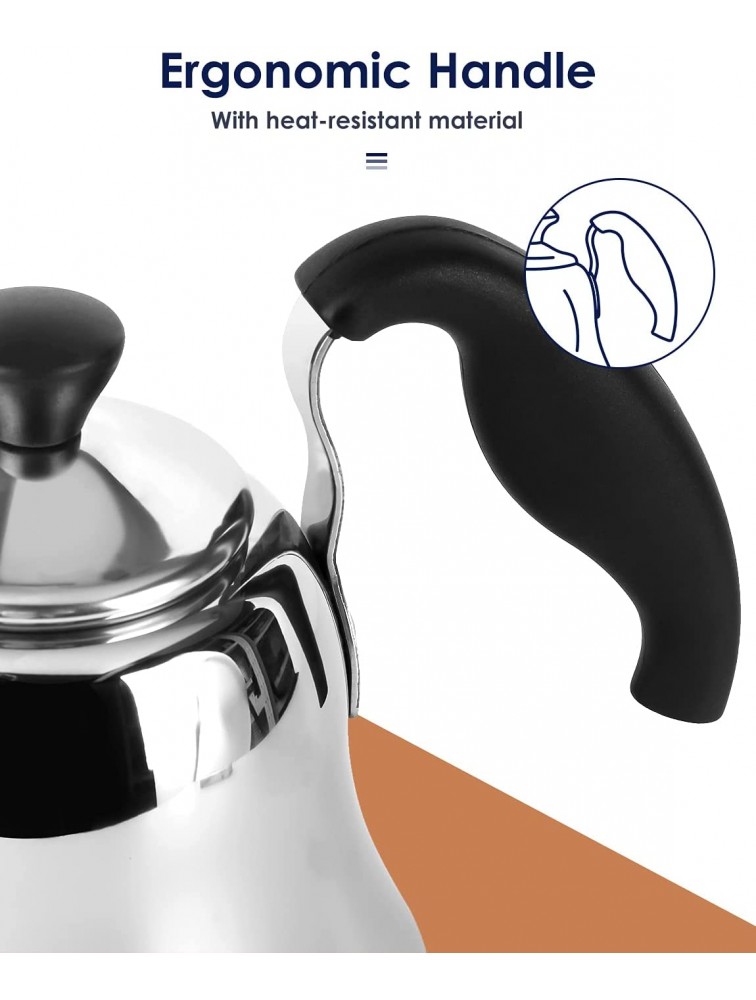 Chefbar Tea Kettle Gooseneck Kettle for Stovetop Gooseneck Coffee Kettle Pour Over Coffee Kettle with Flow Control Stainless Steel Small Tea Kettles Stove Top for Camping Travel 28oz Silver - B1V8FPZHB