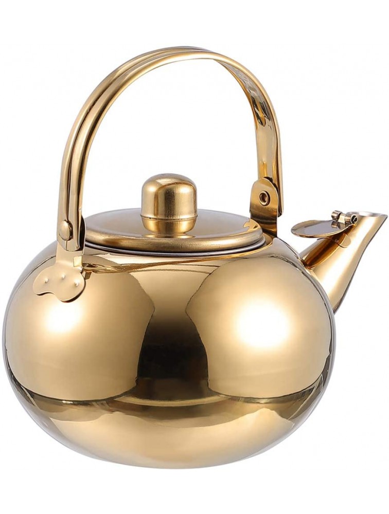 DOITOOL Whistling Tea Kettle with Infuser Stainless Steel Teapot Water Boiling Heating Bottle Drink Warmer Container for Home Gas Stove Top 1. 5L Golden - BV1UZGM2R