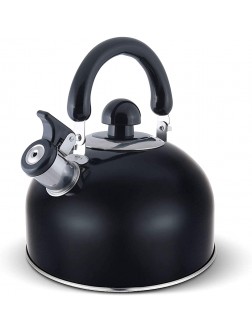 ELITRA Whistling Tea Kettle Stainless Steel Tea Pot with Stay Cool Handle 2.6 Quart 2.5 Liter BLACK - BYX5NV7TS