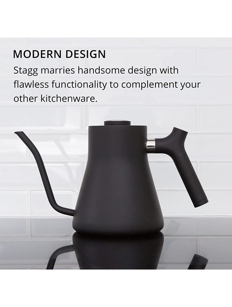 Fellow Stagg Stovetop Pour-Over Coffee and Tea Kettle Gooseneck Teapot with Precision Pour Spout Built-In Thermometer Matte White 1 Liter - BQZP3JD0R