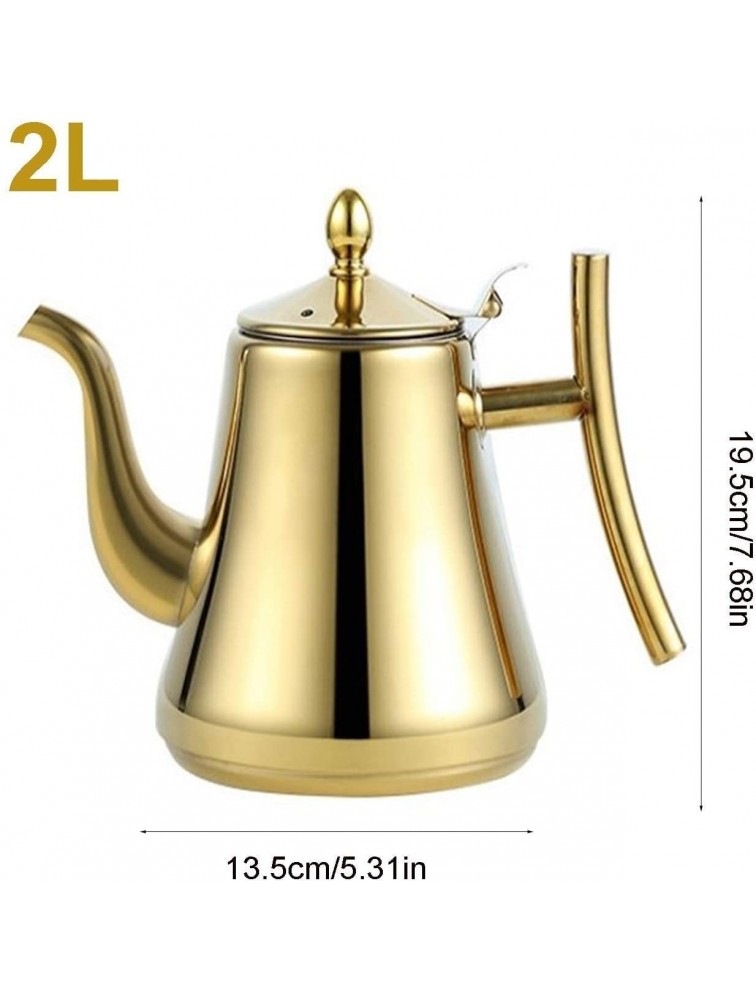 GQCSF Tea Kettle Whistling Teapots Stainless Steel Teapot Stovetop Tea Kettle,Coffee Pot with Filter Stylish Appearance Suitable for Restaurant Office GQCSF220423Color:Gold;Size:2L - BBQ1K73LM