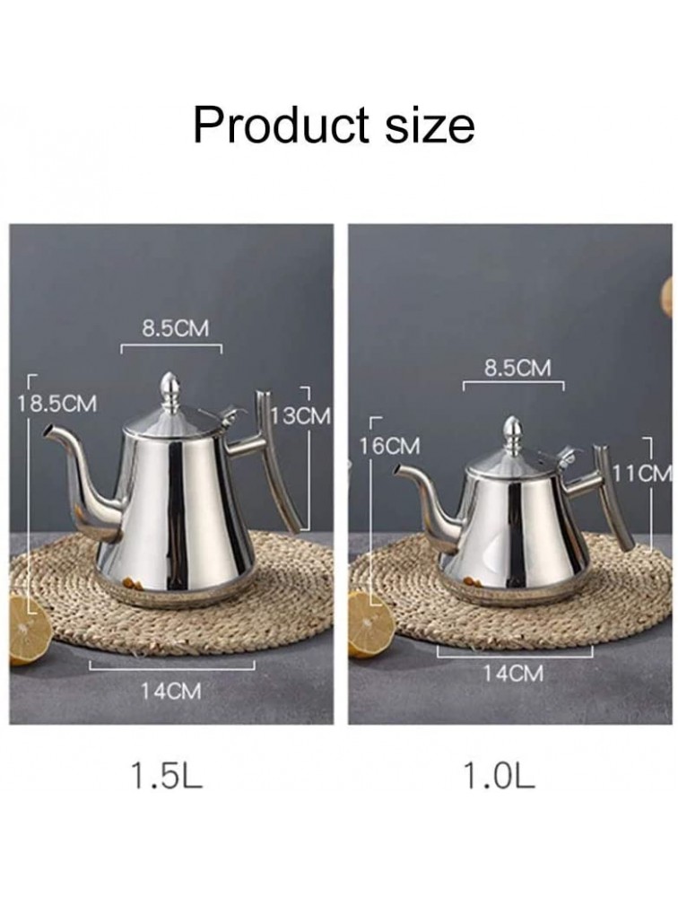 HOKY 1L1.5L Stainless Steel Water Kettle TeaPot Thicker With Filter Hotel Tea Pot Coffee Pot Induction Cooker Tea Kettle Gold Silver 1.5L gold - BAZGAZCF9