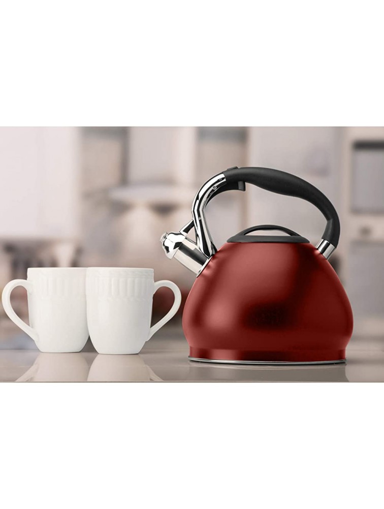 Kitchen Details 14 Cup Stovetop Stainless Steel Whistling Tea Kettle 7.75 x 9.5 x 9 Red - BVZDUUOIR