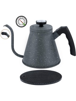 KOTEFFR Tea Kettle for Induction and all Stovetops 40oz 1.2L with Precise Gooseneck Spout and Built-In Thermometer Premium Food Grade Stainless Steel Teapot Stovetop Pour Over Kettle.… - B3KD81PRE