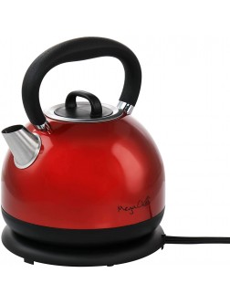 Megachef 1.7 Liter Cordless Half Round Electric Stainless Steel Tea Kettle in Red - BXBRLQMYE