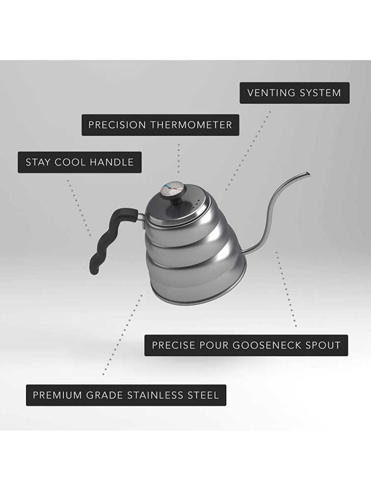 Motte Essentials Gooseneck Kettle Stainless Steel Tea Kettle with Thermometer Suitable Pour Over Coffee Kettle and for Induction Stovetop 40oz 1.2l - BAQH5HNYK