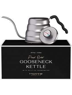 Motte Essentials Gooseneck Kettle Stainless Steel Tea Kettle with Thermometer Suitable Pour Over Coffee Kettle and for Induction Stovetop 40oz  1.2l - BAQH5HNYK