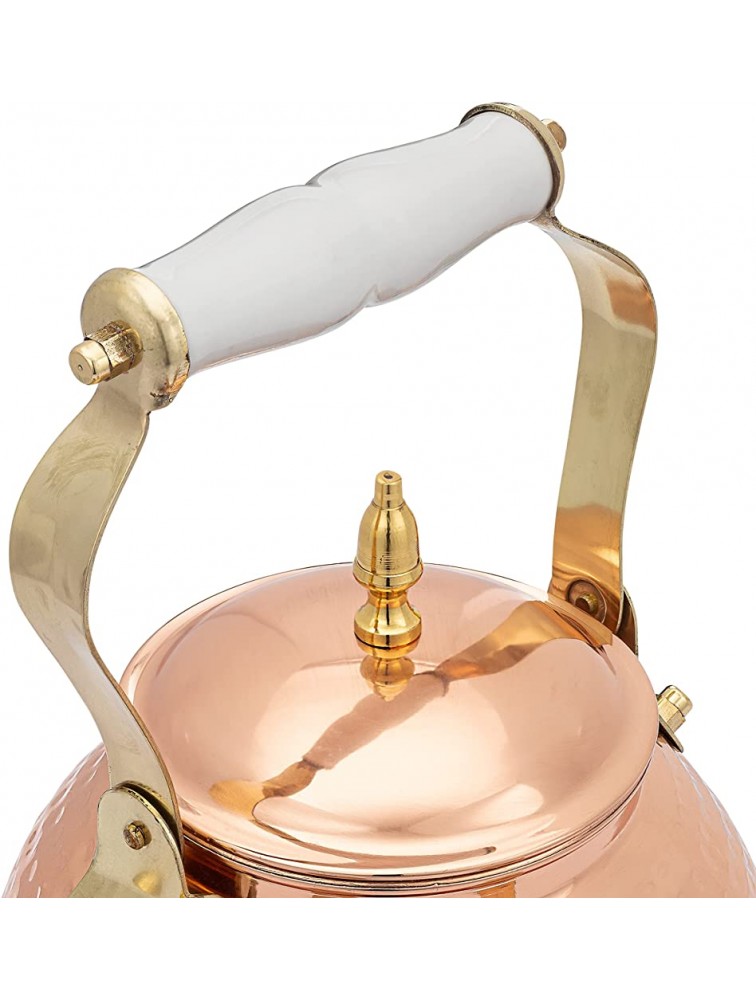 Old Dutch International Solid copper hammered Tea Kettle with brass spout and knob ceramic handle 2 Qt 21519 - B278KTLA3
