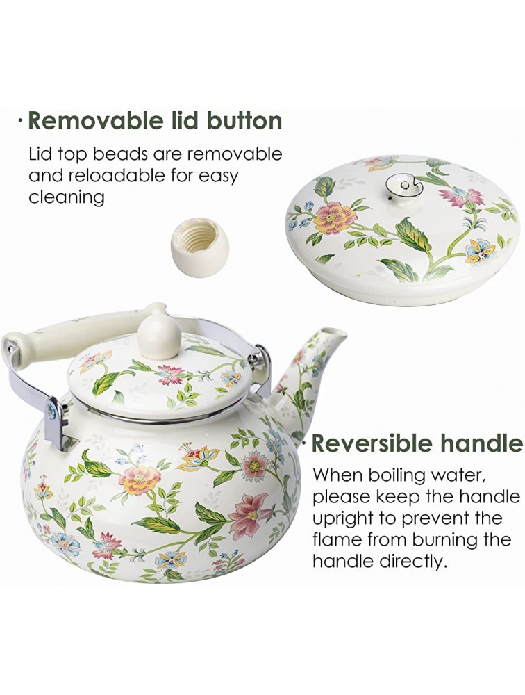 OLYTARU Enamel Teapot floral,Large Porcelain Enameled Teakettle,Colorful Water Tea Kettle pot for Stovetop,Small Retro Classic Design style01 Growing - BK9HLQ3EK