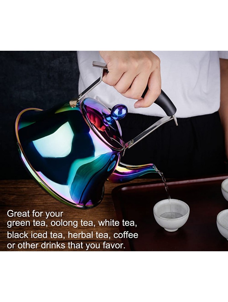 Onlycooker Whistling Tea Kettle Stainless Steel Stovetop Teakettle with Infuser Sturdy Teapot for Tea Coffee Fast Boiling Color Rainbow Mirror Finish 2 Liter 2.1 Quart - BGDDX4C45