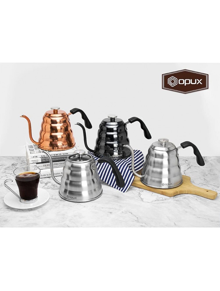 OPUX Pour Over Coffee Kettle with Gooseneck | Stainless Steel Coffee Tea Kettle with Thermometer 40 oz Stovetop Induction Goose Necked Kettle Slow Pour Drip Spout 1.2 Liter 40 fl oz Copper - BW9TCC7EU