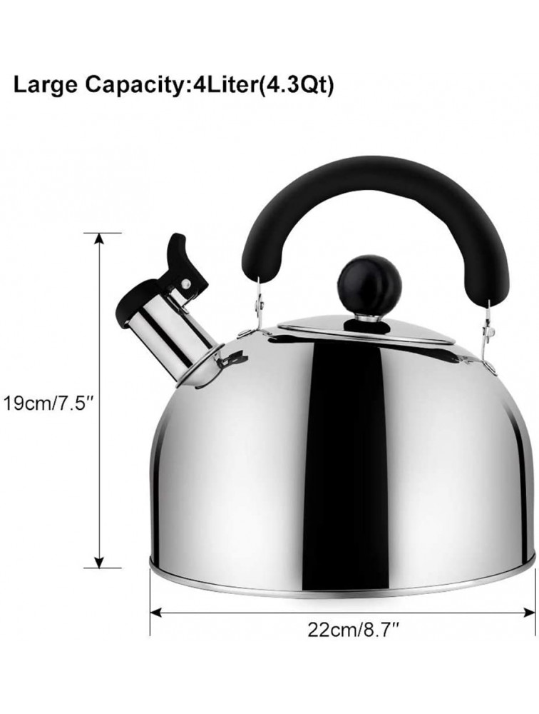 Perezy Tea Kettle Stovetop Whistling Tea Pot Steel Tea Kettles Tea Pots For Stove Top 4.3Qt4-Liter Large Capacity With Capsule Base - BXLXQWY4F