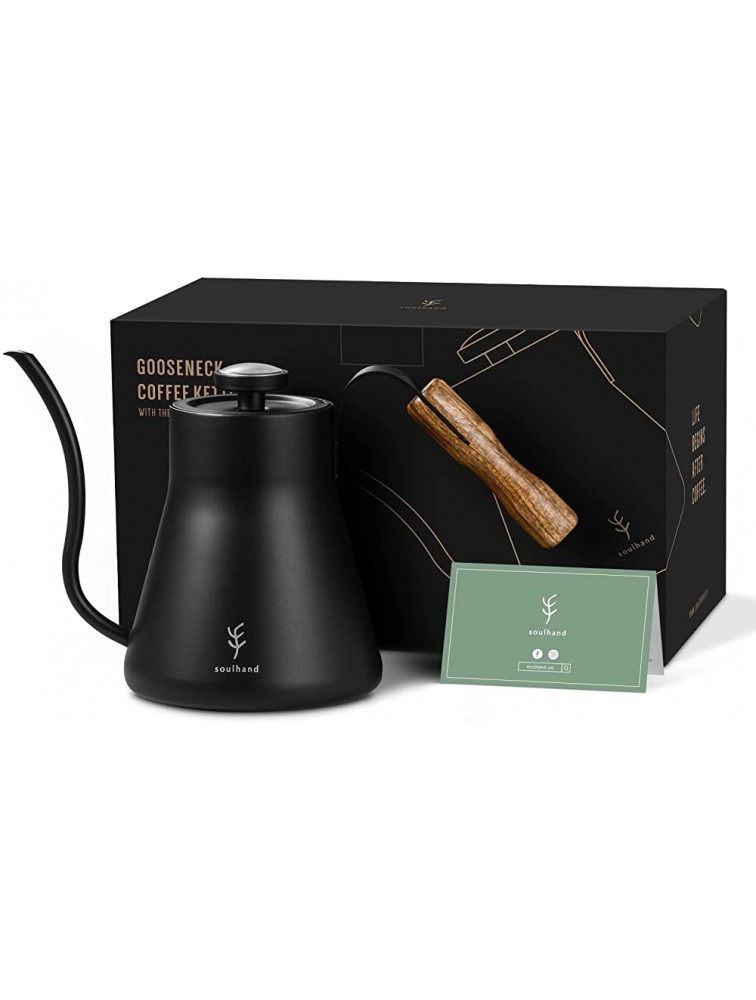 Soulhand Gooseneck Kettle Temperature Control Stove Top Gooseneck Kettle for Coffee Tea with Thermometer Stainless Steel Pour Over Kettle with Wooden Handle for Electric Induction Gas 40oz 1.2L - BGWWC1NQ9