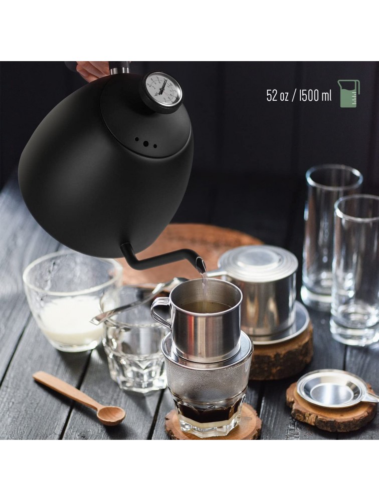 Soulhand Gooseneck Kettle Temperature Control Stove Top Gooseneck Kettle for Coffee Tea with Thermometer,2-Layered Stainless Steel Bottom Pour Over Kettle for Electric Induction 52oz 1.5L - B8RAKW4B9