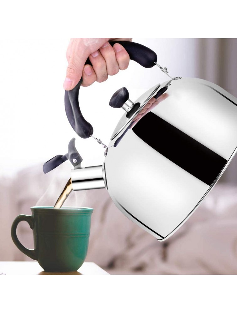 Tea Kettle Stovetop Whistling Tea Pot Stainless Steel Tea Kettles Tea Pots for Stove Top 4.3QT4-Liter Large Capacity with Capsule Base by ECPURCHASE - BMEA1WHKL