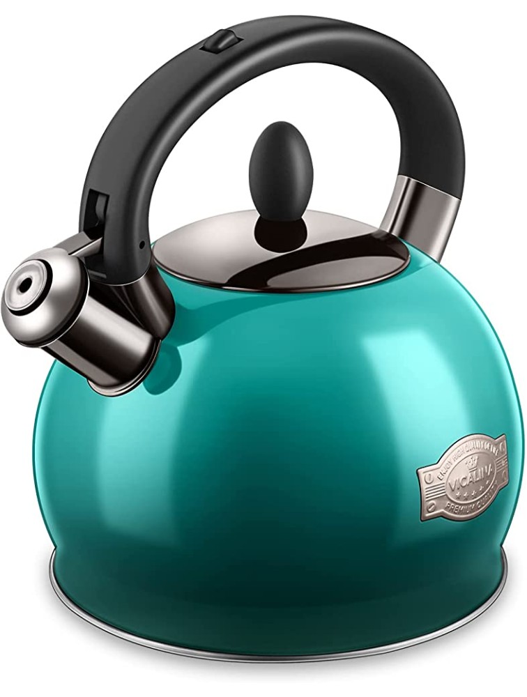 VICALINA Tea Kettle & Tea Pot Stainless Steel Tea Kettle for Stove top 2.64 Quart Whistling Loud Tea Kettles Polished Gradient Green Blue - B010L4S8U