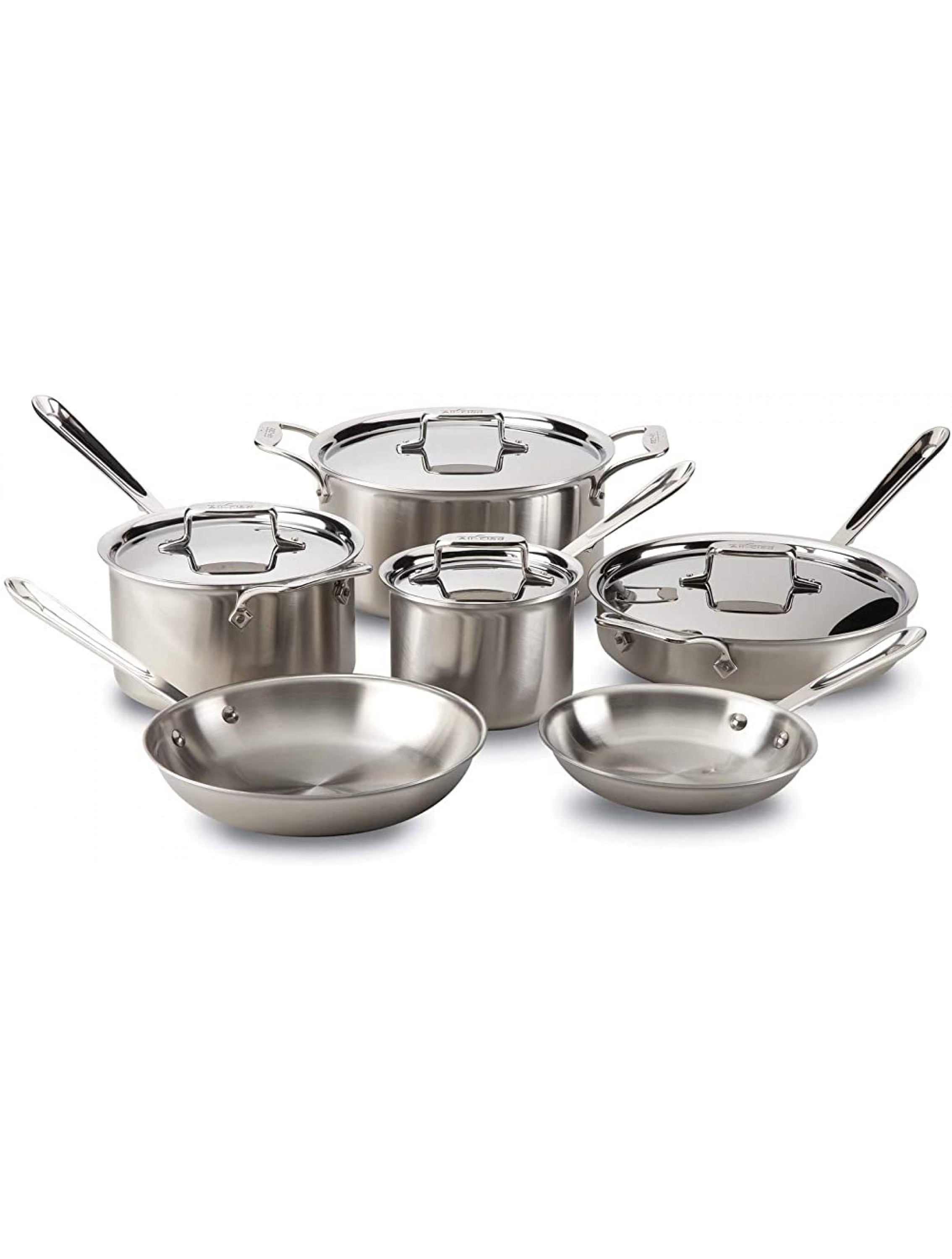 All-Clad Brushed D5 Stainless Cookware Set Pots and Pans 5-Ply Stainless Steel Professional Grade 10-Piece 8400001085 - B09QODYZO