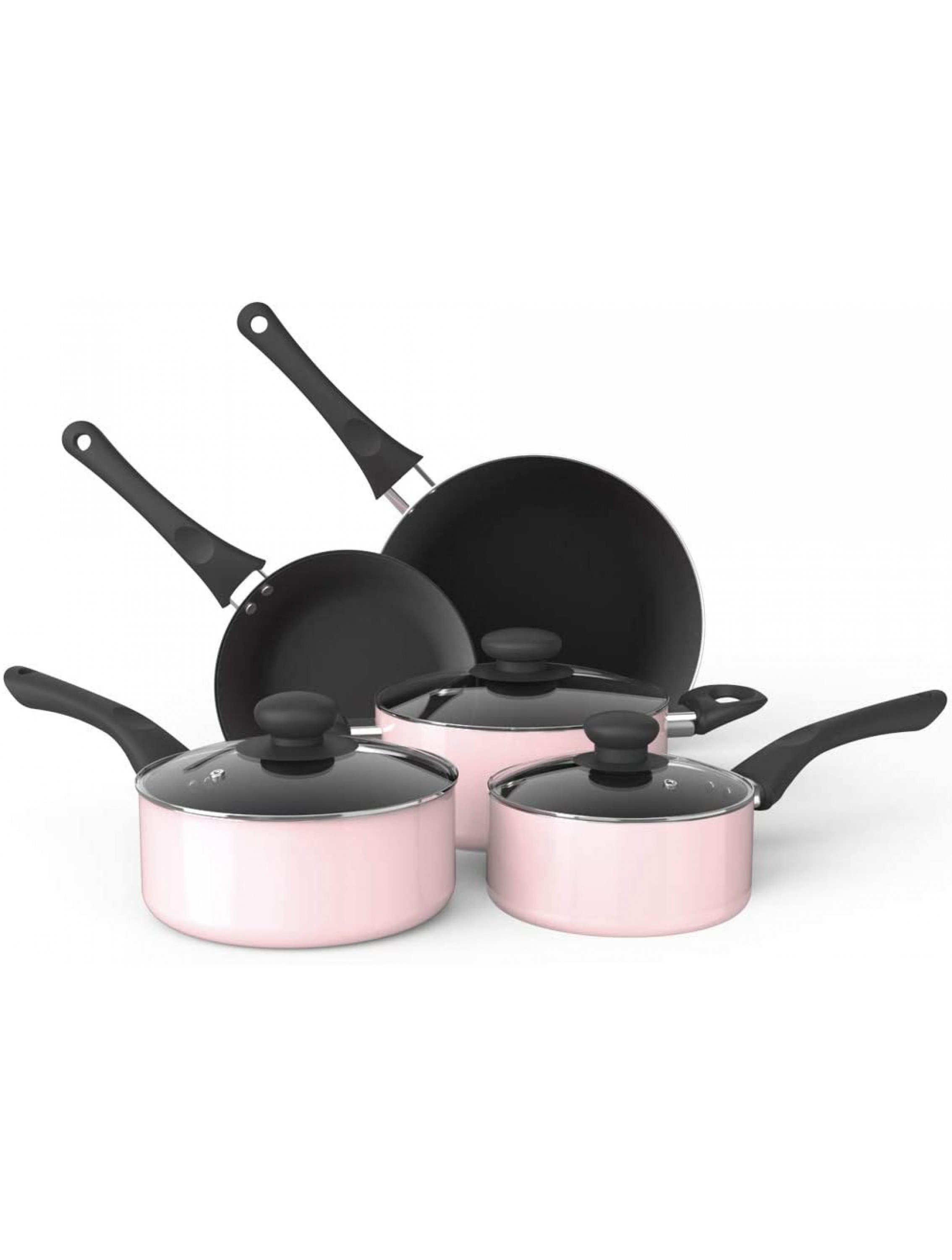 Aluminum Alloy Non-Stick Cookware Set Pots and Pans 8-Piece Set Light Pink - BNJUFHY9L
