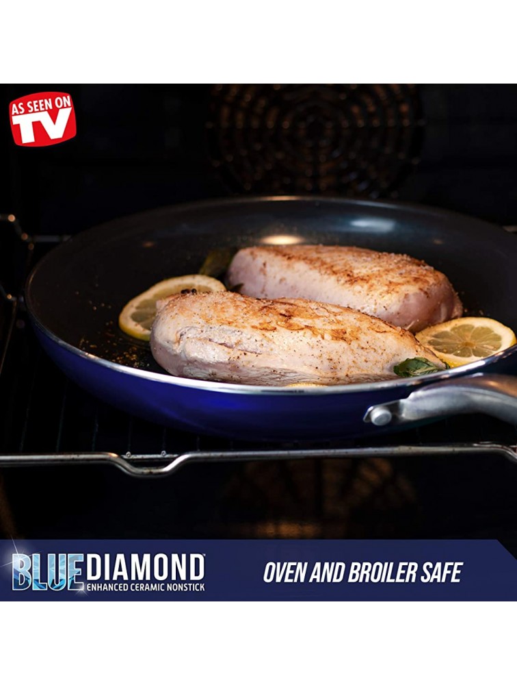 Blue Diamond Cookware Diamond Infused Ceramic Nonstick 20 Piece Cookware Bakeware Pots and Pans Set PFAS-Free Dishwasher Safe Oven Safe Blue - B11X9Y62E