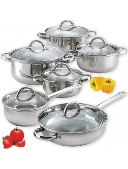 Cook N Home 12-Piece Stainless Steel Cookware Set Silver - BHTB1HYB0