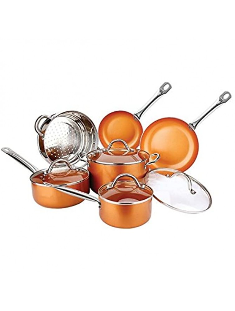 Copper Pan 10-Piece Luxury Induction Cookware Set Non-Stick 21.5 x 11.5 x 11 inches - BISZ37O1P