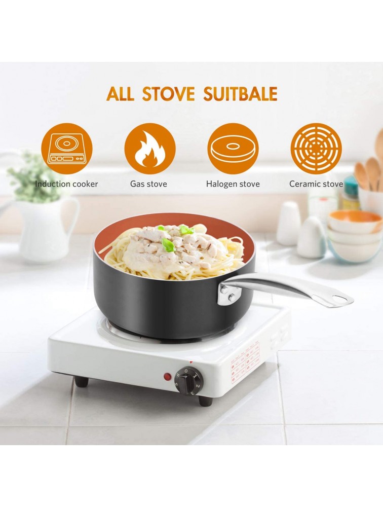 CSK Copper Nonstick Cookware Set Nonstick and Saucepan All Stove Tops Compatible Oven-Safe Multi-Ply Ceramic Coating PTFE & PFOA-free Stainless Steel Handle for Stew Boil Fry and Saute 3 Pcs - BBFSRDXJA