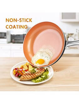 CSK Copper Nonstick Cookware Set Nonstick and Saucepan All Stove Tops Compatible Oven-Safe Multi-Ply Ceramic Coating PTFE & PFOA-free Stainless Steel Handle for Stew Boil Fry and Saute 3 Pcs - BBFSRDXJA